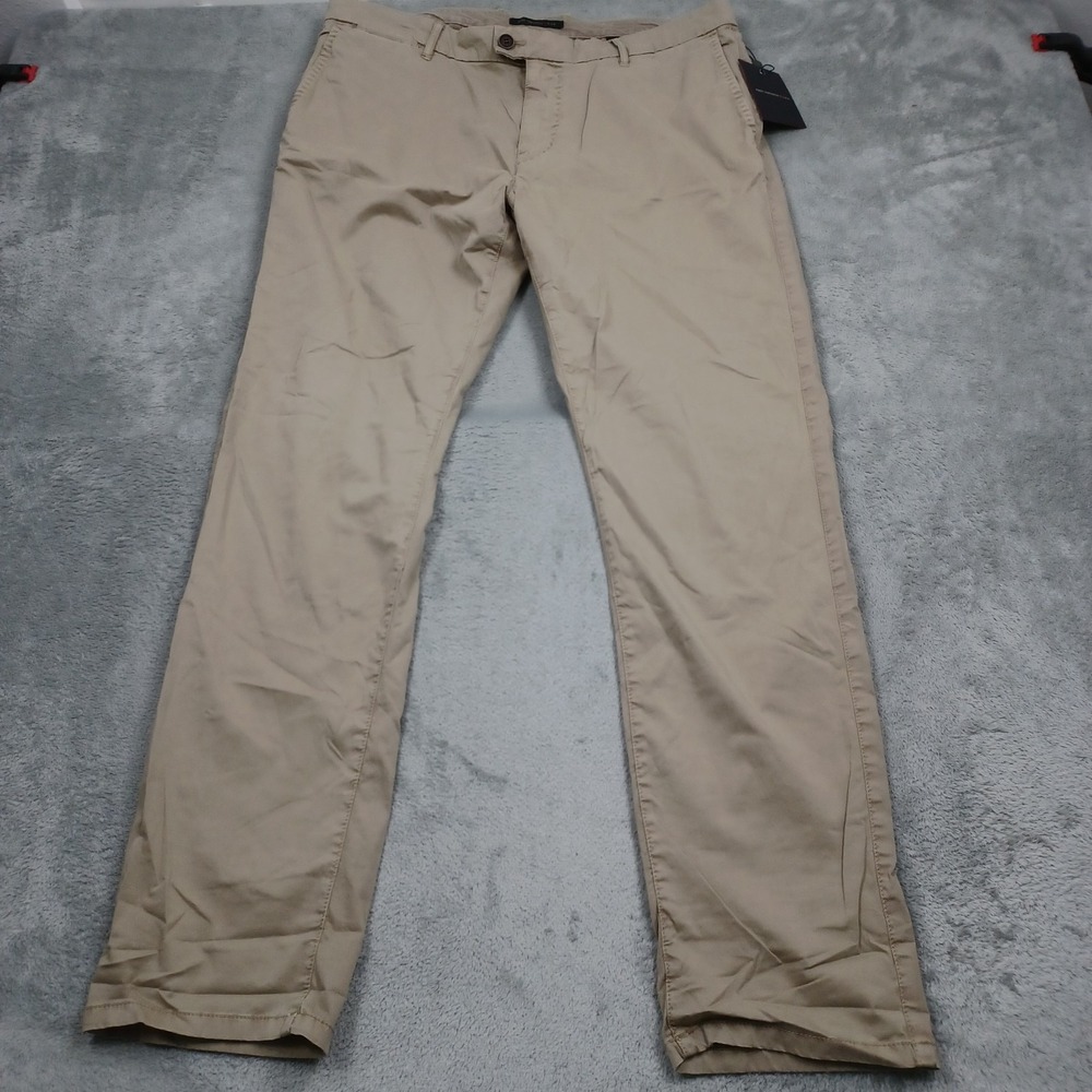 John Varvatos Pants Mens 36x32 Brown Chino Pockets Stretch Straight Fit NWT